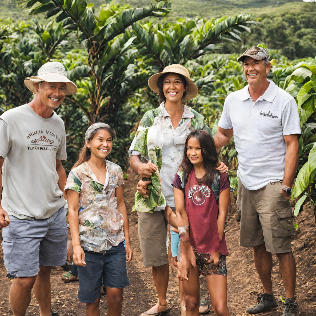 familyon a coffee plantation tour in Hawaii